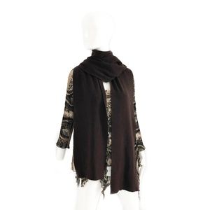 Chanel Shawl Scarf Chocolate Brown Knit Split Shawl Vintage 80s Rare with COA